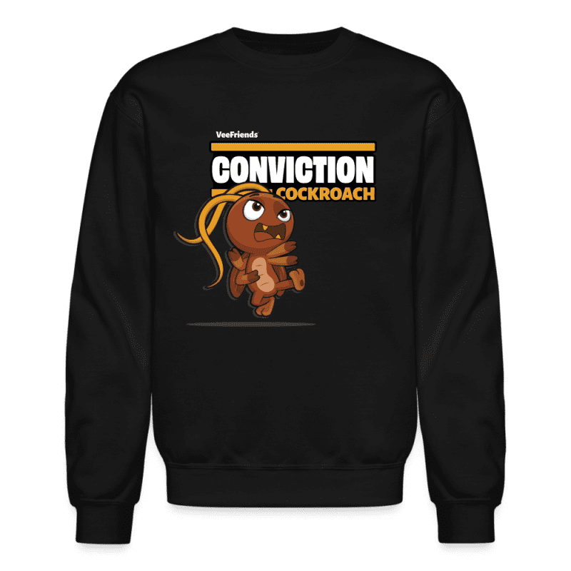 Conviction Cockroach Character Comfort Adult Crewneck Sweatshirt - black