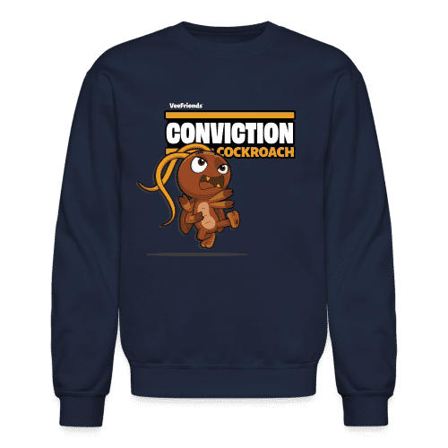 Conviction Cockroach Character Comfort Adult Crewneck Sweatshirt - navy