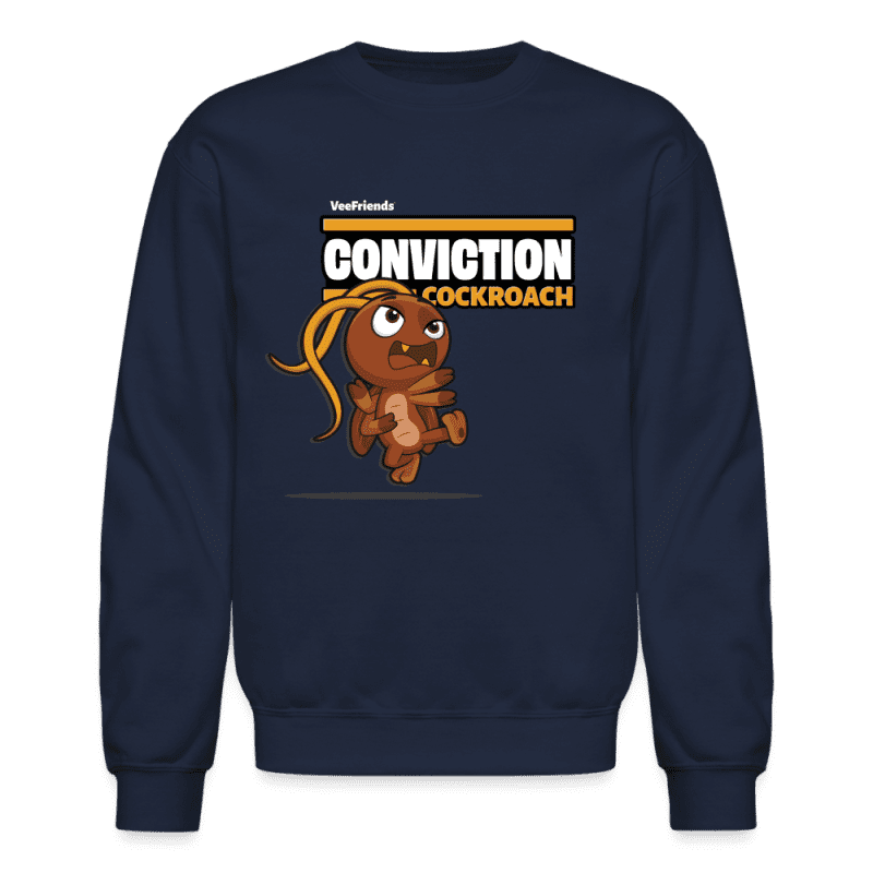 Conviction Cockroach Character Comfort Adult Crewneck Sweatshirt - navy