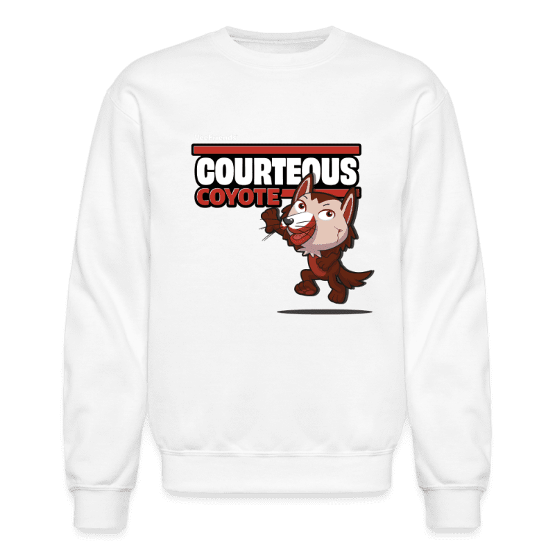 Courteous Coyote Character Comfort Adult Crewneck Sweatshirt - white