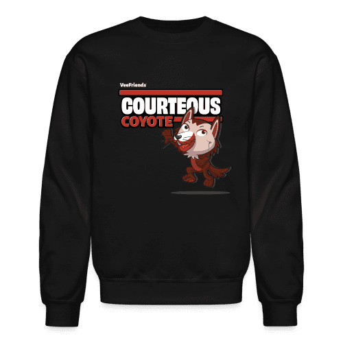 Courteous Coyote Character Comfort Adult Crewneck Sweatshirt - black