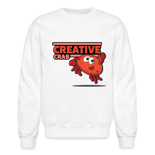 Creative Crab Character Comfort Adult Crewneck Sweatshirt - white