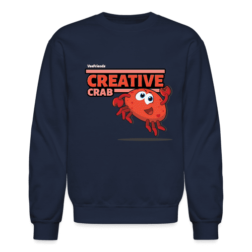 Creative Crab Character Comfort Adult Crewneck Sweatshirt - navy