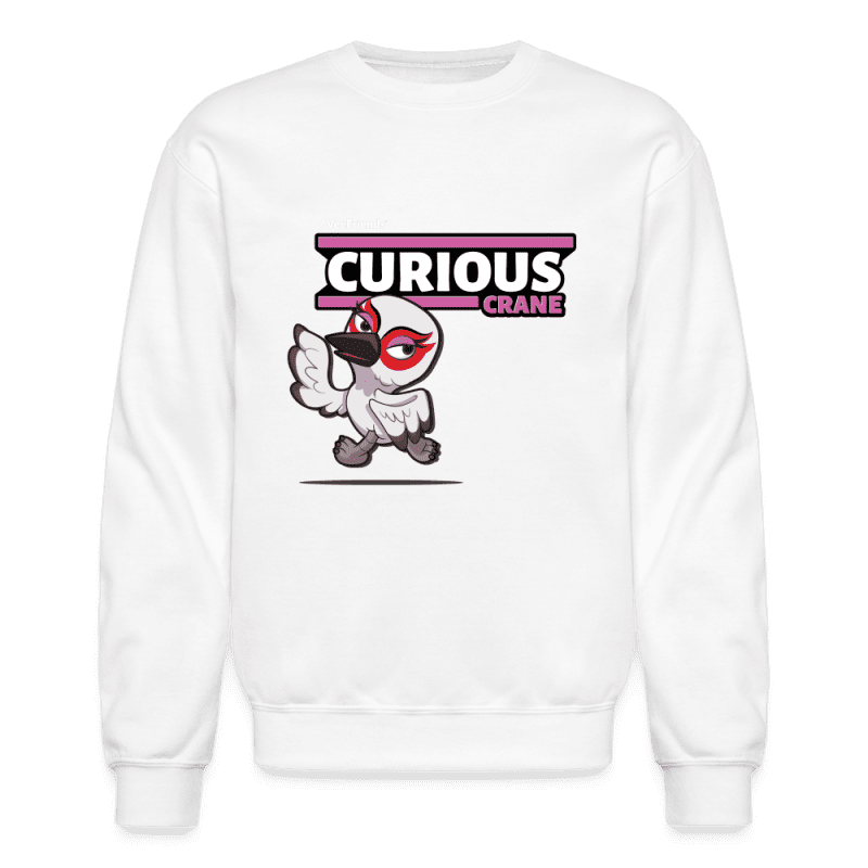 Curious Crane Character Comfort Adult Crewneck Sweatshirt - white