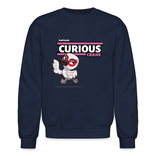 Curious Crane Character Comfort Adult Crewneck Sweatshirt - navy