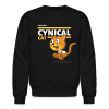 Cynical Cat Character Comfort Adult Crewneck Sweatshirt - black