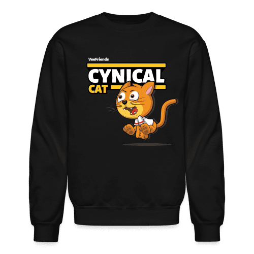 Cynical Cat Character Comfort Adult Crewneck Sweatshirt - black