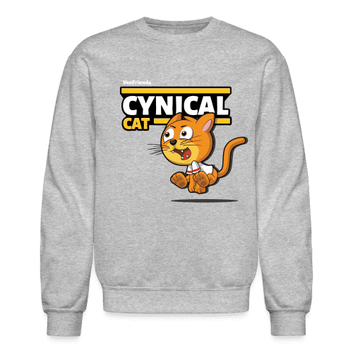 Cynical Cat Character Comfort Adult Crewneck Sweatshirt - heather gray