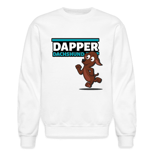 Dapper Dachshund Character Comfort Adult Crewneck Sweatshirt - white