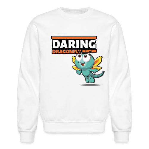 Daring Dragonfly Character Comfort Adult Crewneck Sweatshirt - white