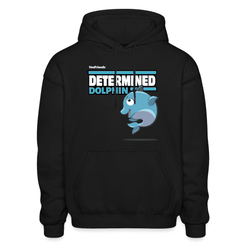 Determined Dolphin Character Comfort Adult Hoodie - black