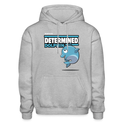 Determined Dolphin Character Comfort Adult Hoodie - heather gray