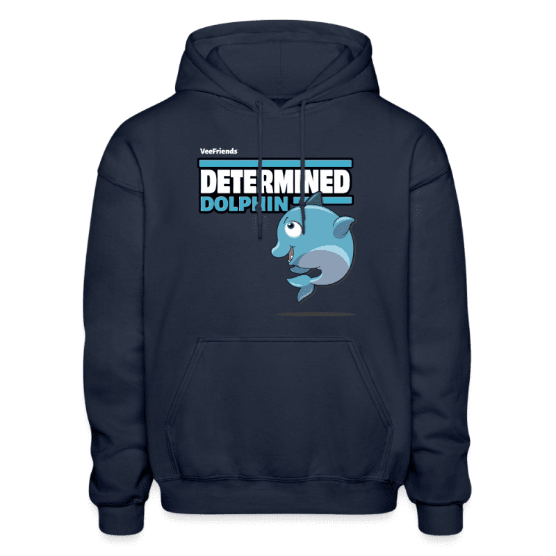 Determined Dolphin Character Comfort Adult Hoodie - navy