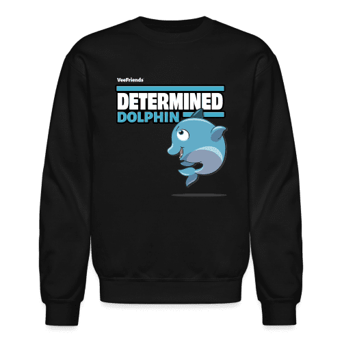 Determined Dolphin Character Comfort Adult Crewneck Sweatshirt - black