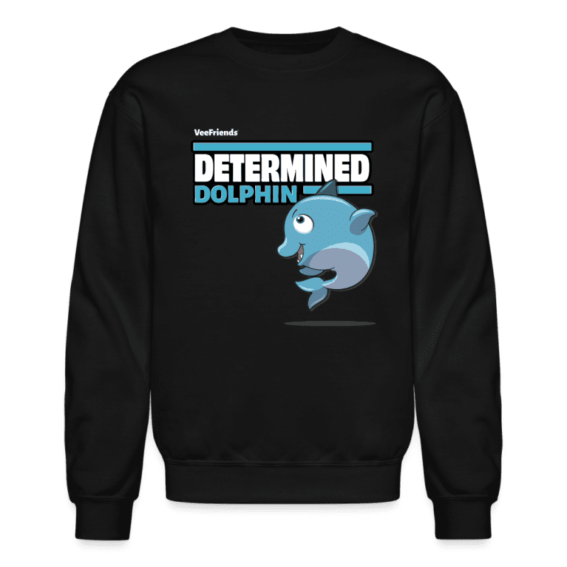 Determined Dolphin Character Comfort Adult Crewneck Sweatshirt - black