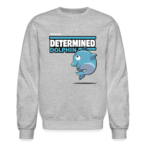 Determined Dolphin Character Comfort Adult Crewneck Sweatshirt - heather gray