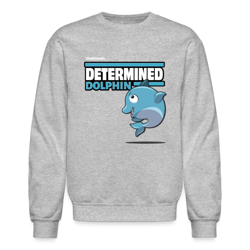 Determined Dolphin Character Comfort Adult Crewneck Sweatshirt - heather gray