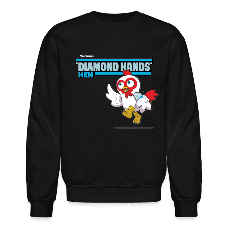 "Diamond Hands" Hen Character Comfort Adult Crewneck Sweatshirt - black