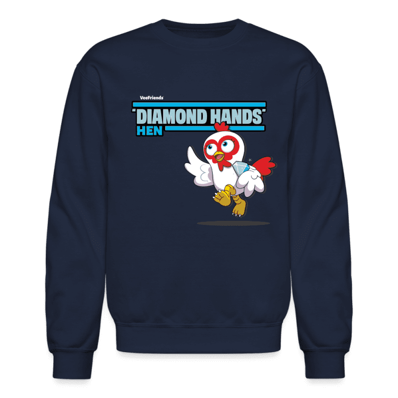 "Diamond Hands" Hen Character Comfort Adult Crewneck Sweatshirt - navy