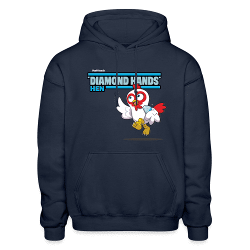 "Diamond Hands" Hen Character Comfort Adult Hoodie - navy