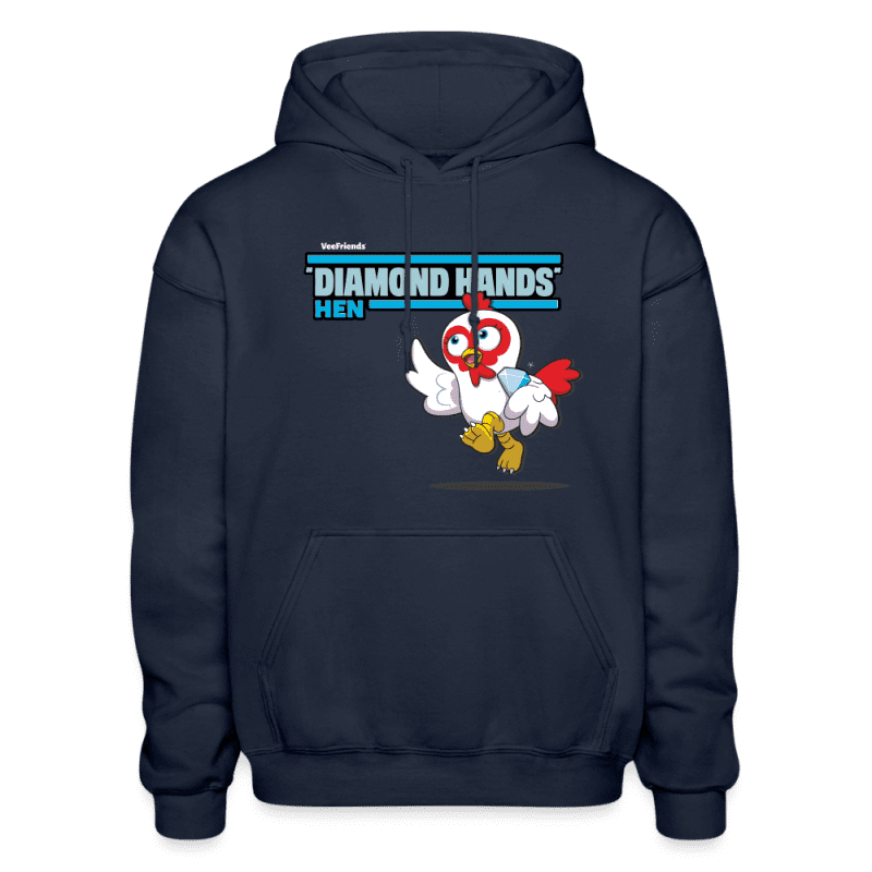 "Diamond Hands" Hen Character Comfort Adult Hoodie - navy