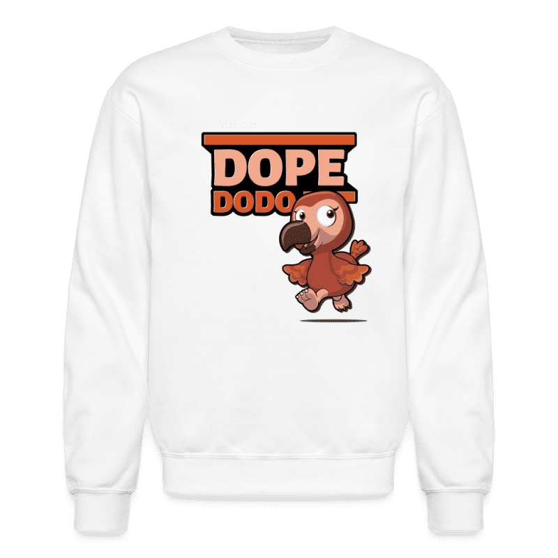 Dope Dodo Character Comfort Adult Crewneck Sweatshirt - white