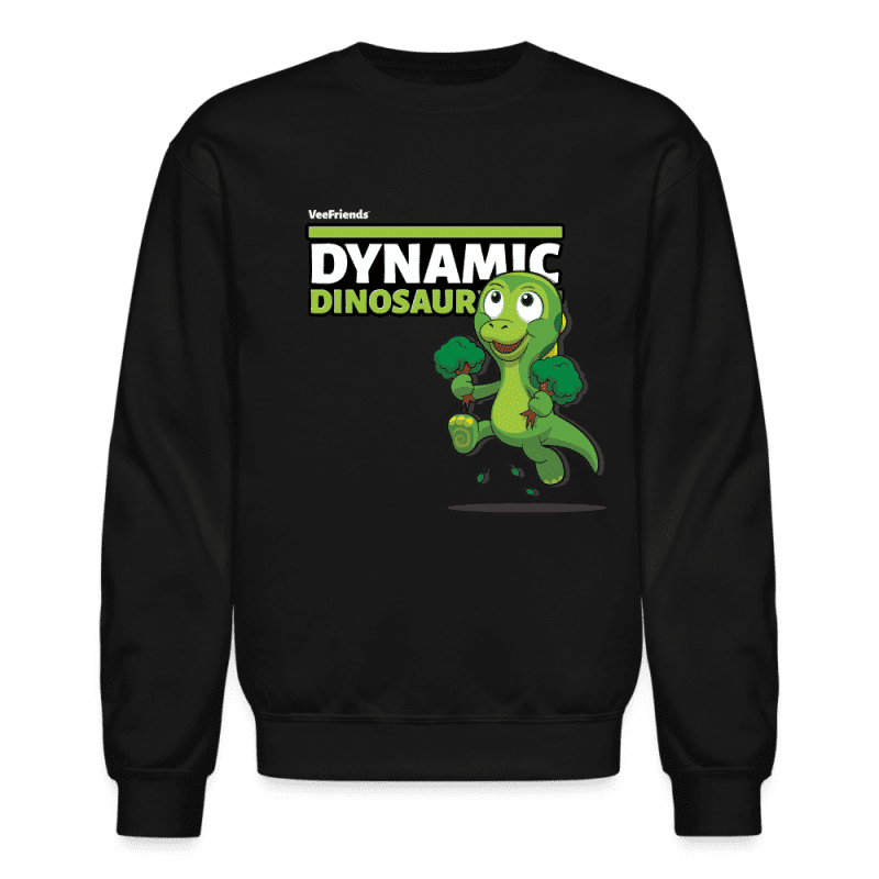 Dynamic Dinosaur Character Comfort Adult Crewneck Sweatshirt - black