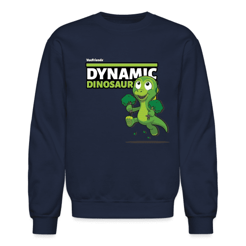 Dynamic Dinosaur Character Comfort Adult Crewneck Sweatshirt - navy