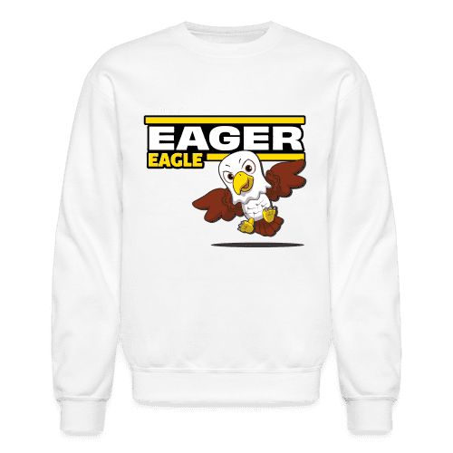 Eager Eagle Character Comfort Adult Crewneck Sweatshirt - white