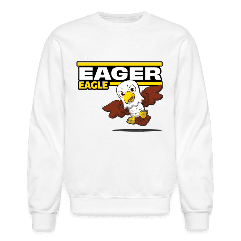 Eager Eagle Character Comfort Adult Crewneck Sweatshirt - white