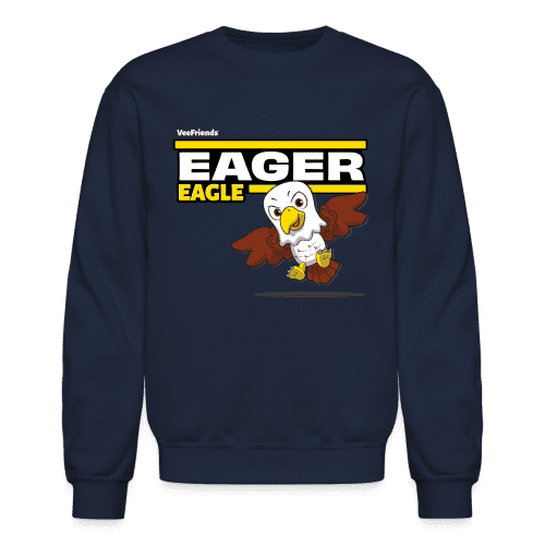 Eager Eagle Character Comfort Adult Crewneck Sweatshirt - navy