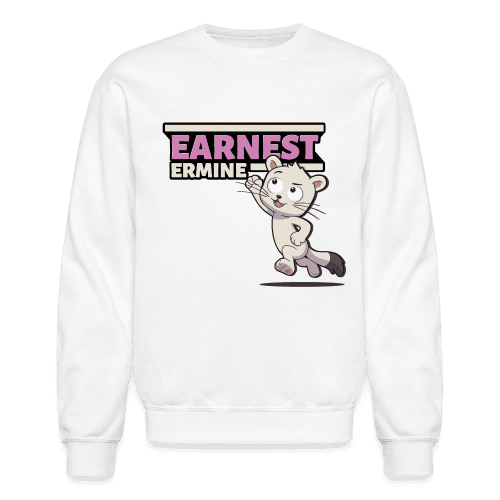 Earnest Ermine Character Comfort Adult Crewneck Sweatshirt - white