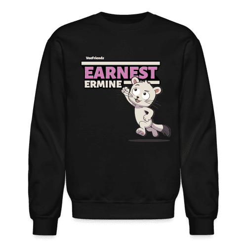 Earnest Ermine Character Comfort Adult Crewneck Sweatshirt - black