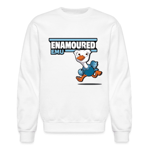 Enamoured Emu Character Comfort Adult Crewneck Sweatshirt - white