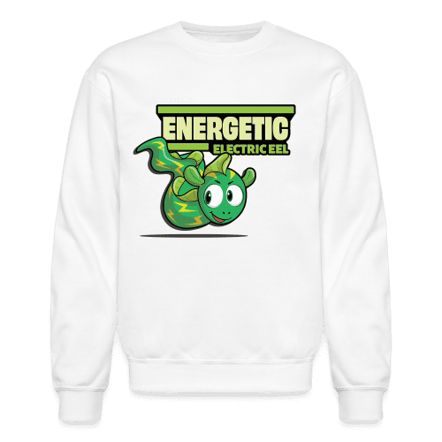 Energetic Electric Eel Character Comfort Adult Crewneck Sweatshirt - white