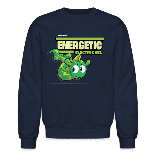 Energetic Electric Eel Character Comfort Adult Crewneck Sweatshirt - navy