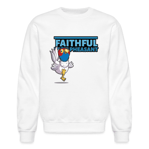 Faithful Pheasant Character Comfort Adult Crewneck Sweatshirt - white