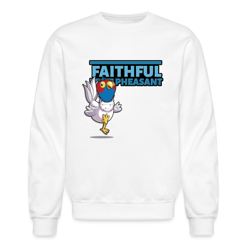 Faithful Pheasant Character Comfort Adult Crewneck Sweatshirt - white