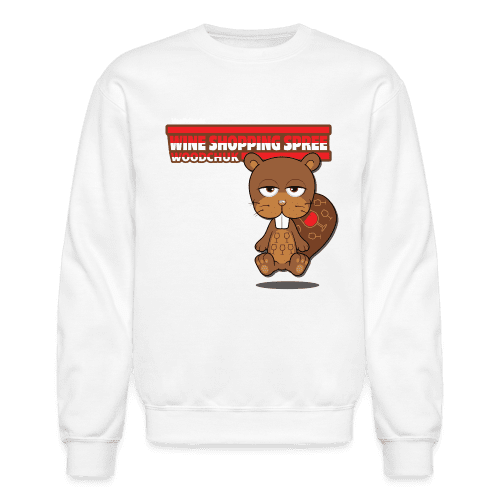 Wine Shopping Spree Woodchuk Character Comfort Adult Crewneck Sweatshirt - white