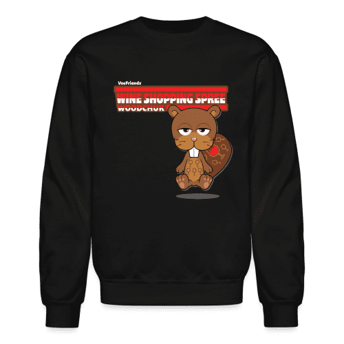 Wine Shopping Spree Woodchuk Character Comfort Adult Crewneck Sweatshirt - black