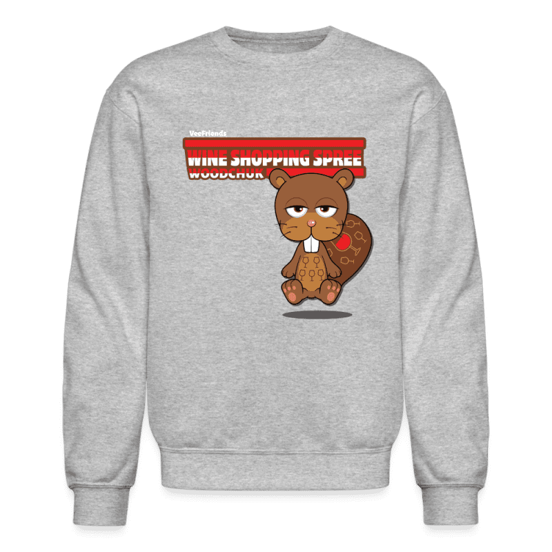 Wine Shopping Spree Woodchuk Character Comfort Adult Crewneck Sweatshirt - heather gray