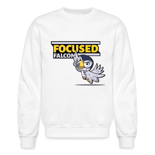 Focused Falcon Character Comfort Adult Crewneck Sweatshirt - white