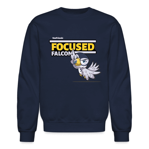 Focused Falcon Character Comfort Adult Crewneck Sweatshirt - navy