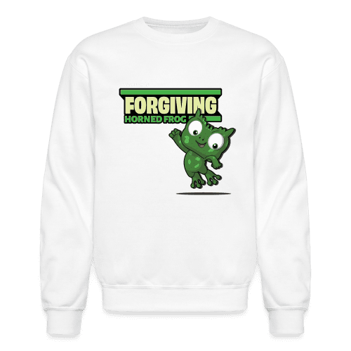 Forgiving Horned Frog Character Comfort Adult Crewneck Sweatshirt - white