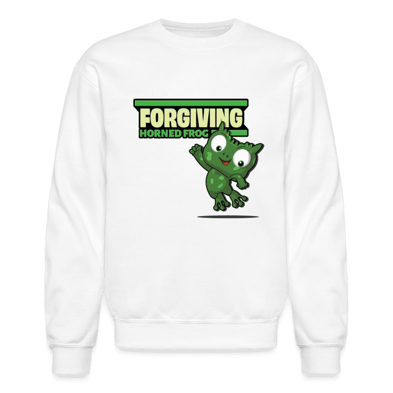 Forgiving Horned Frog Character Comfort Adult Crewneck Sweatshirt - white