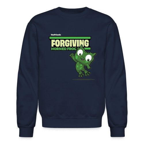 Forgiving Horned Frog Character Comfort Adult Crewneck Sweatshirt - navy