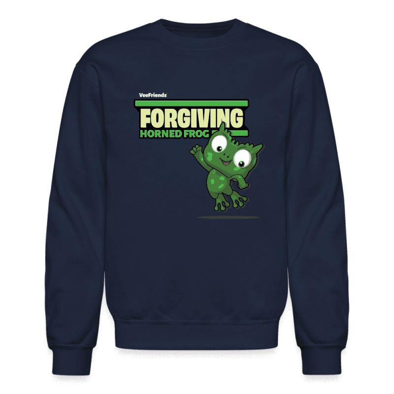 Forgiving Horned Frog Character Comfort Adult Crewneck Sweatshirt - navy