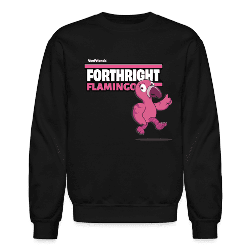 Forthright Flamingo Character Comfort Adult Crewneck Sweatshirt - black