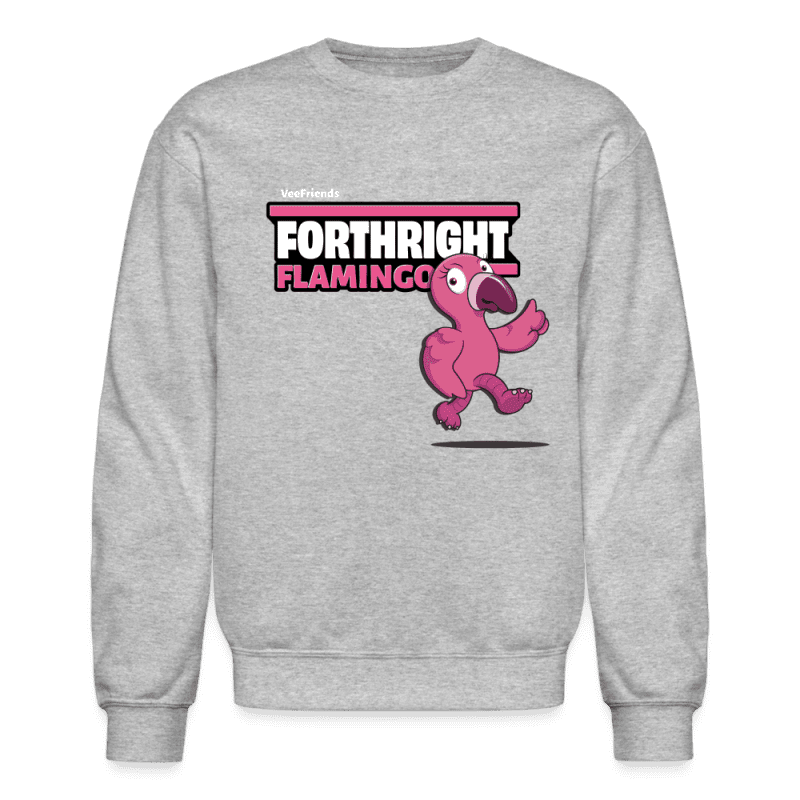 Forthright Flamingo Character Comfort Adult Crewneck Sweatshirt - heather gray