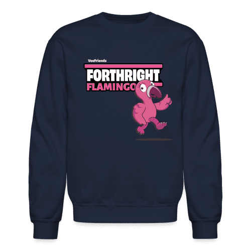 Forthright Flamingo Character Comfort Adult Crewneck Sweatshirt - navy